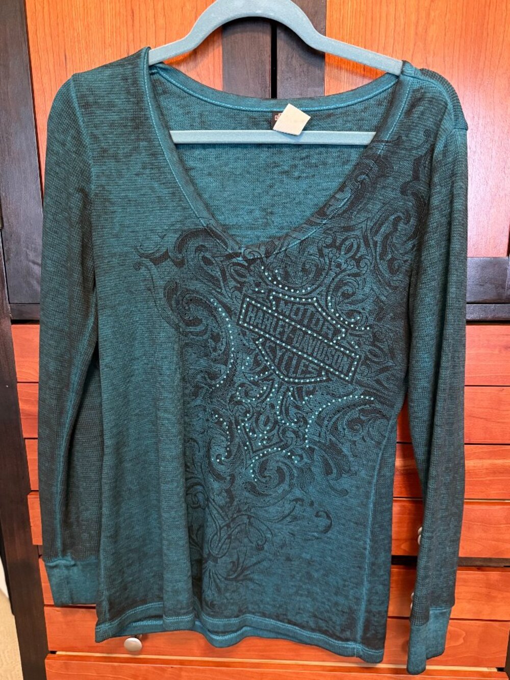 Harley Davidson Teal Bling Top